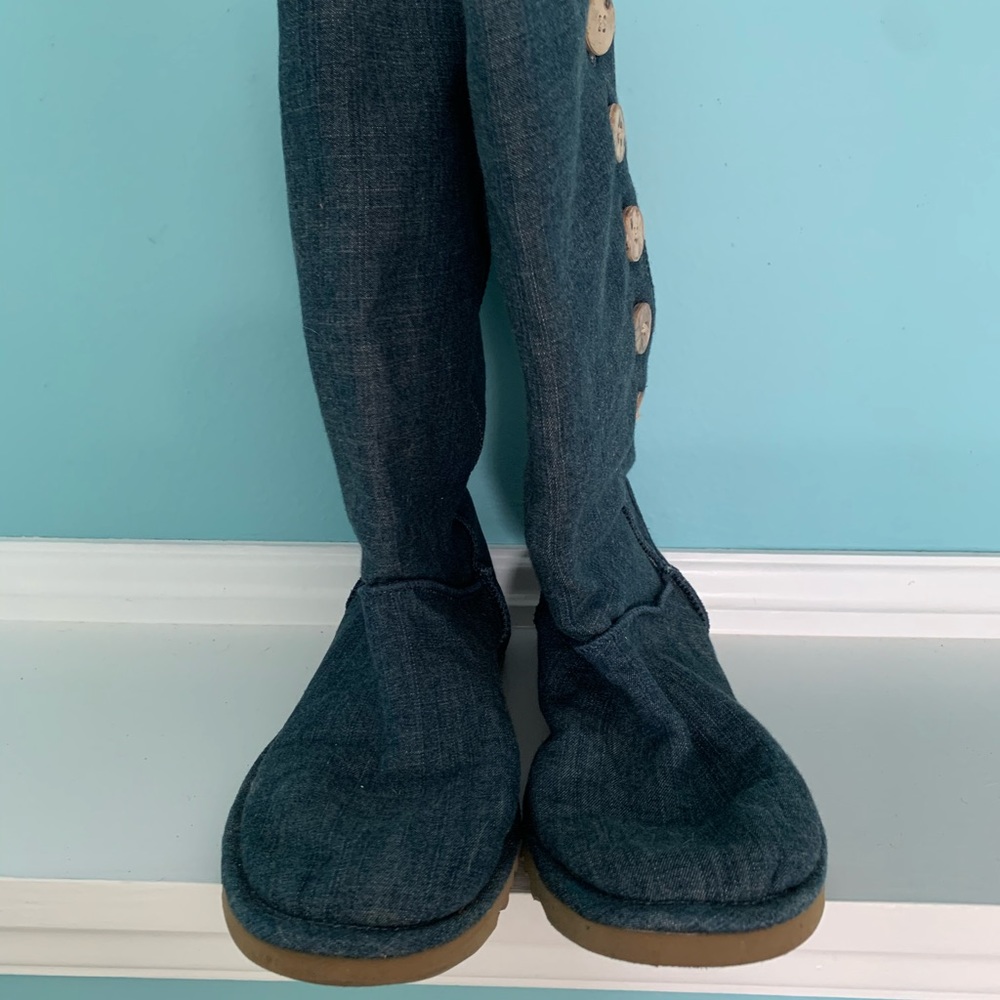 Ugg blue denim boots with buttons
